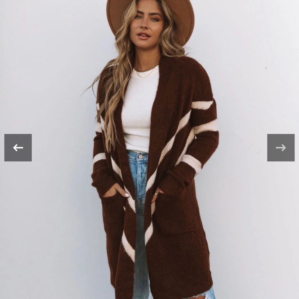 Newbury Kustom Brown and Cream Oversized Cardigan Sweater